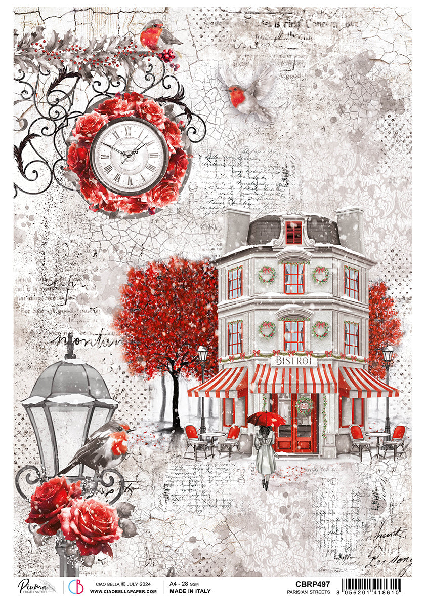 Papier de riz A4 Rues Parisiennes - 5 feuilles