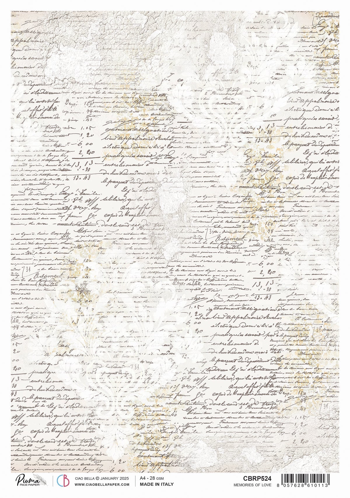 Papier de riz A4 Souvenirs d'amour - 5 feuilles