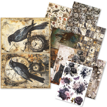 Papier de riz A5 ASSORTI 8 feuilles/paquet Dark Academia
