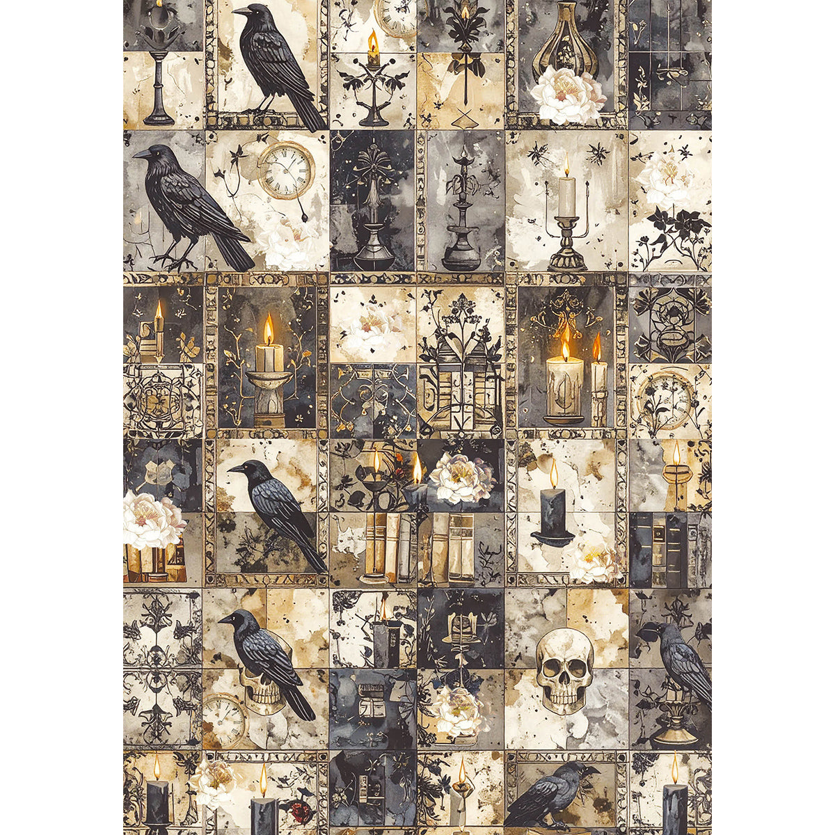 Papier de riz A5 ASSORTI 8 feuilles/paquet Dark Academia