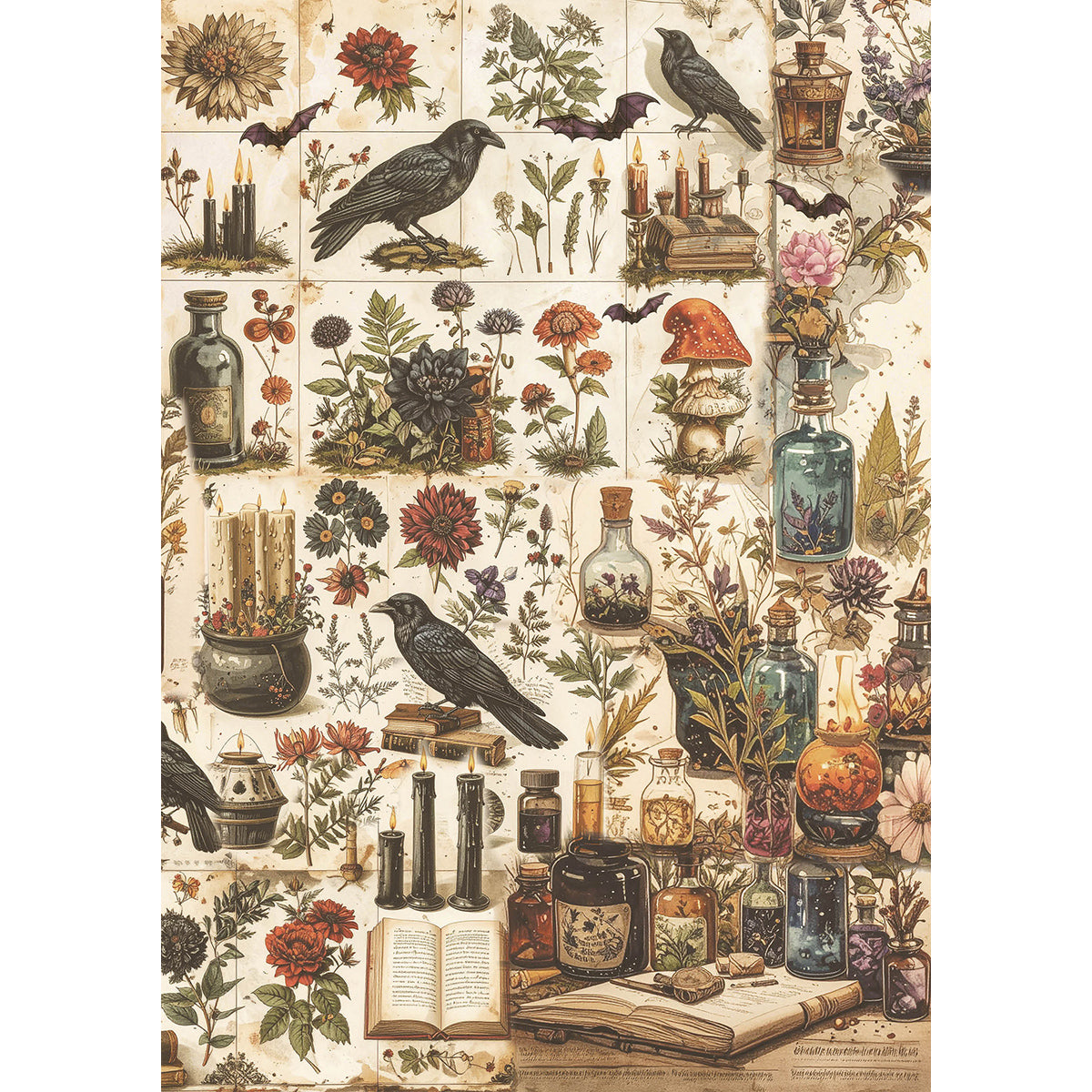 Papier de riz A5 ASSORTI 8 feuilles/paquet Dark Academia