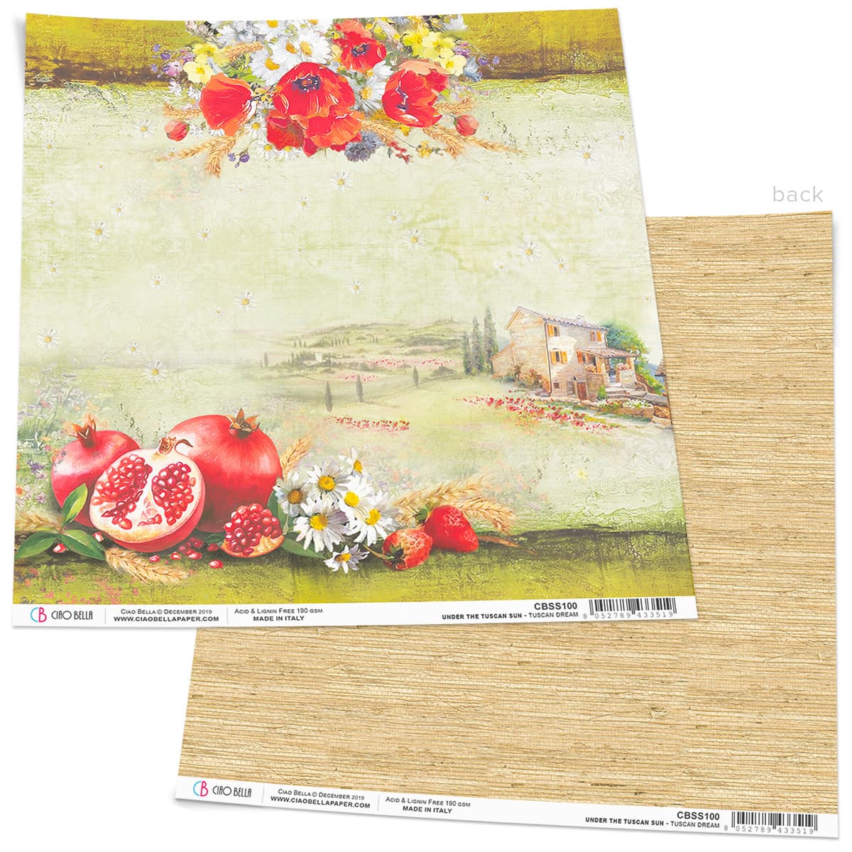 Ciao Bella Tuscan Dream Feuille de papier 30,5x30,5cm 1 feuille