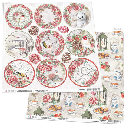 Ciao Bella Frozen Roses Medallions Feuille de papier 30,5 x 30,5 cm 1 feuille