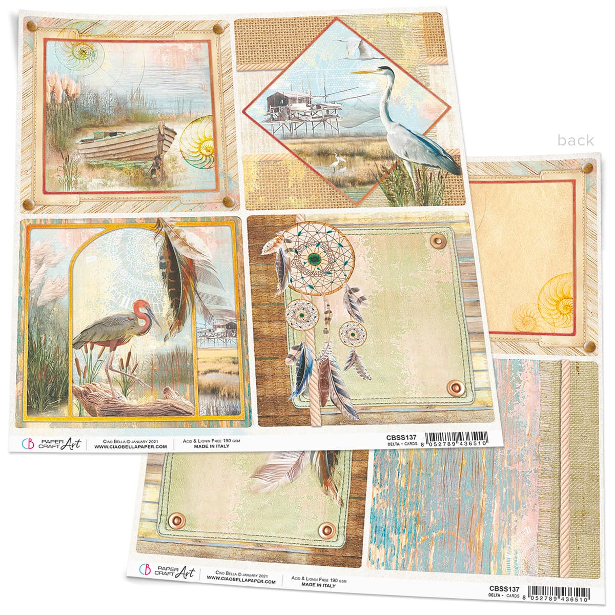 Ciao Bella Delta Cards Feuille de papier 30,5x30,5 cm 1 feuille