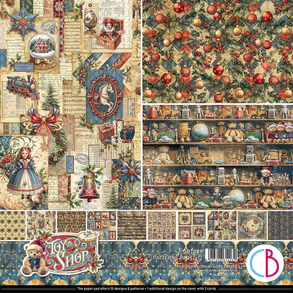 Bloc de motifs Les Jouets 30,5 x 30,5 cm 8 pces