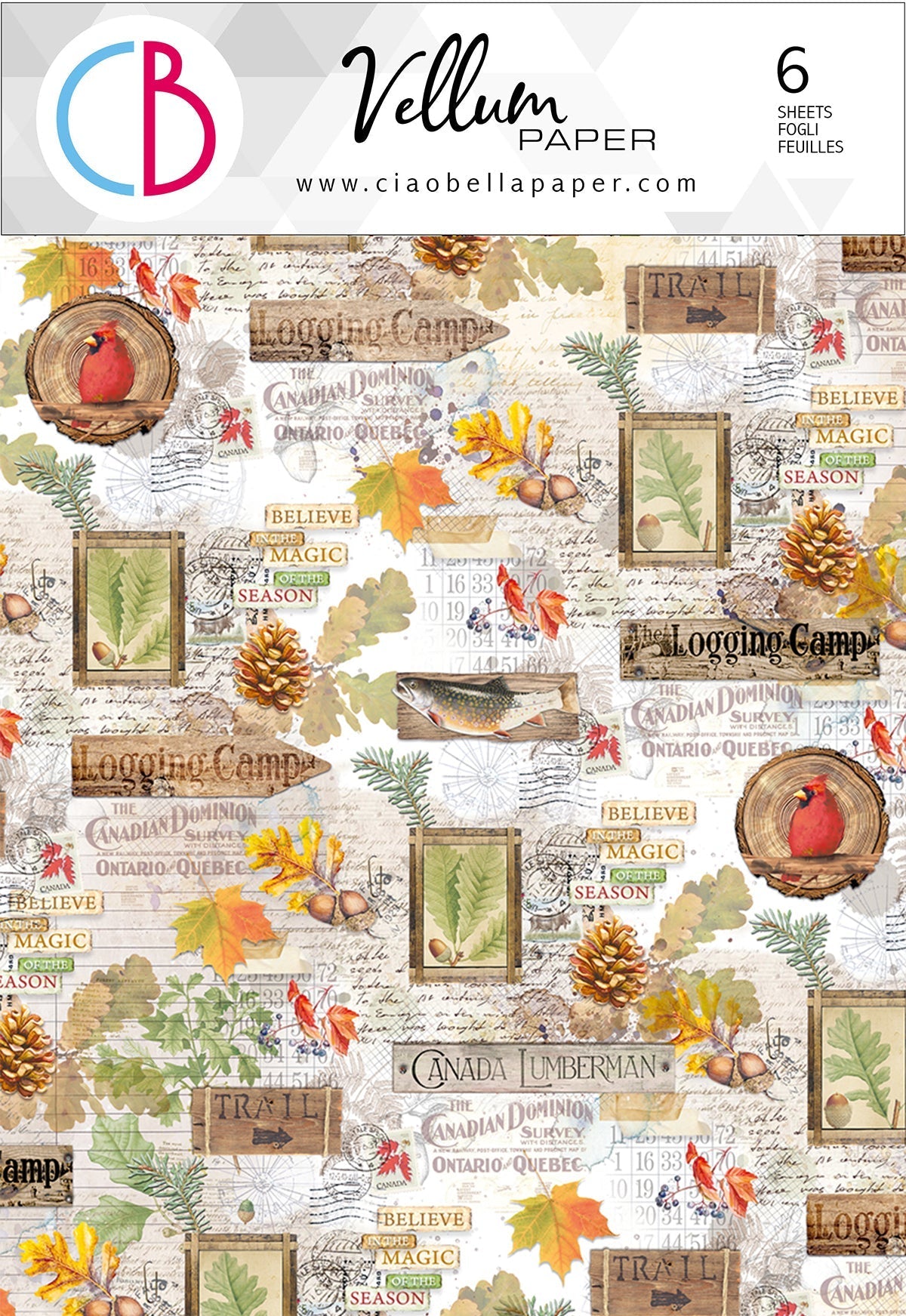 Ciao Bella Vellum Into The Wild Blocs de papiers A4 6/paquet