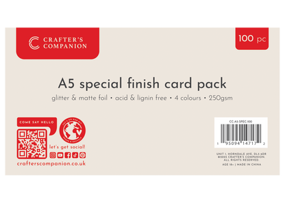 Crafter’s Companion Lot de 100 cartes A5 avec finition spéciale