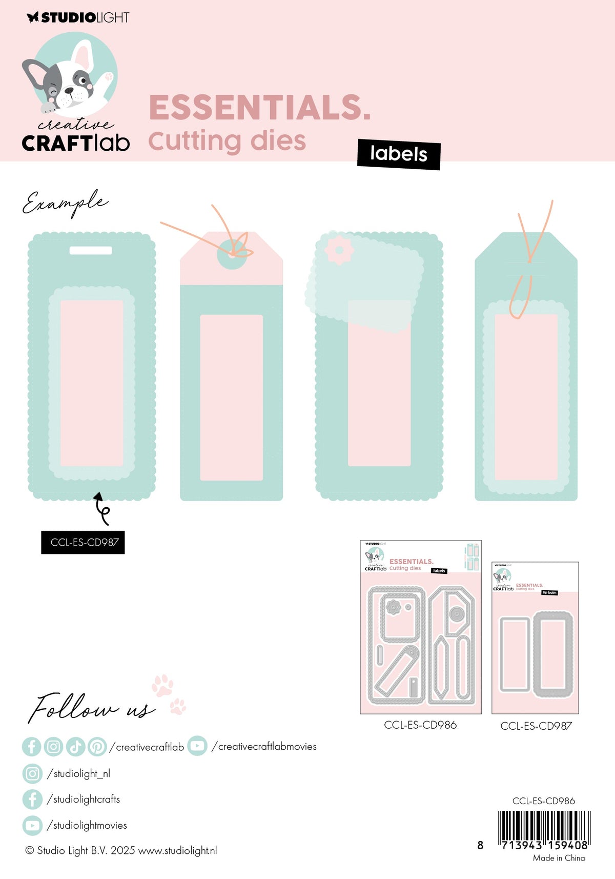 CCL Cutting Die Labels Essentials 12 Pieces