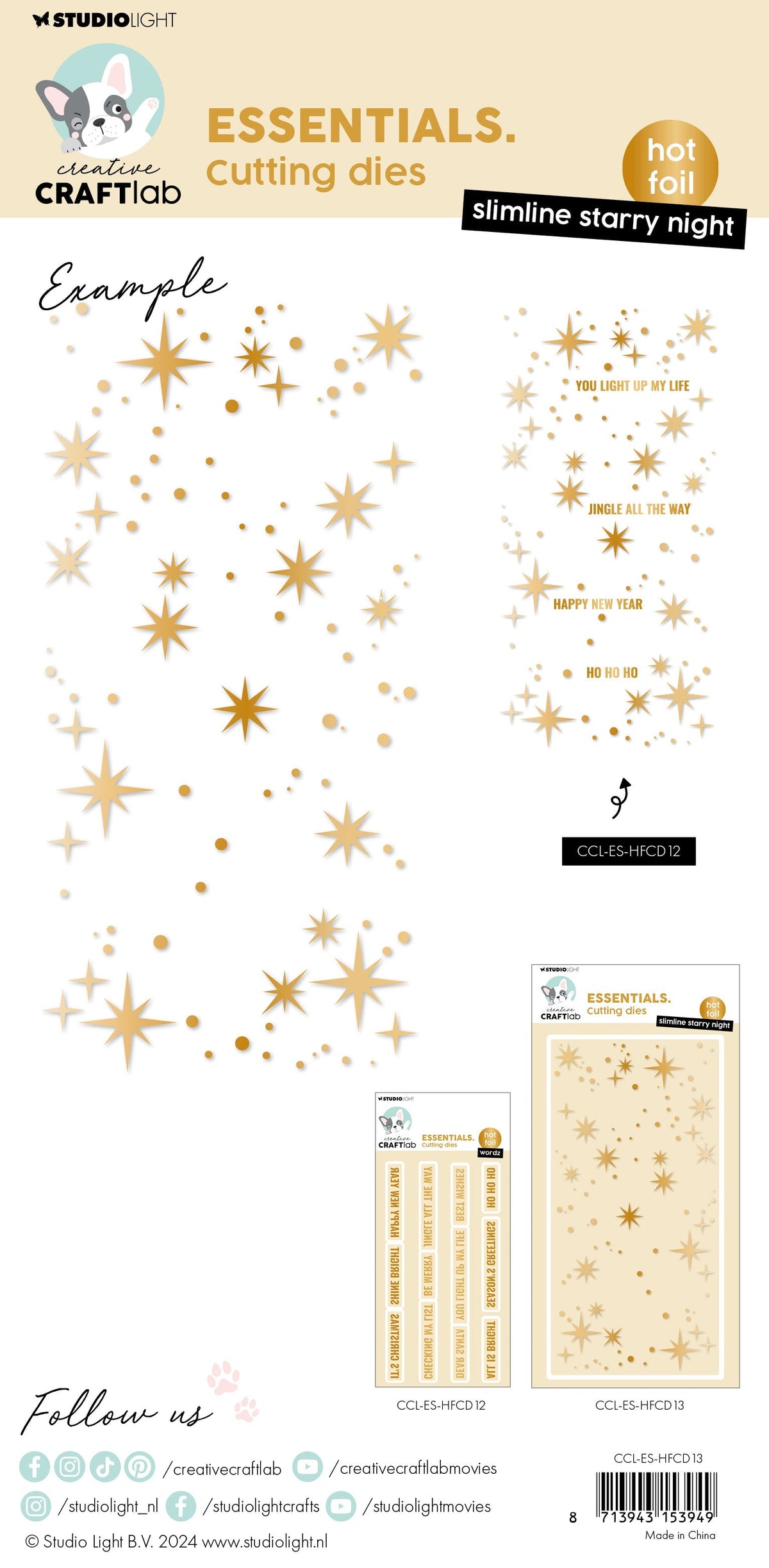 CCL Hot Foil Cutting Die Slimline Starry Night Essentials 1 PC