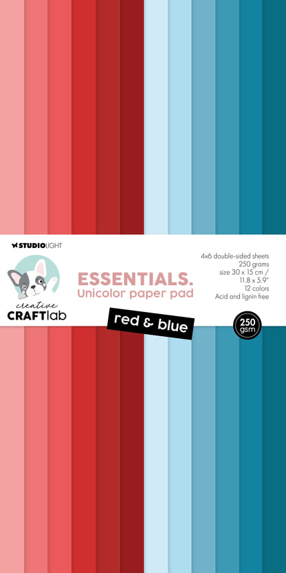 Bloc de papier Unicolor CCL rouge et bleu - Essentiels - 24 feuilles