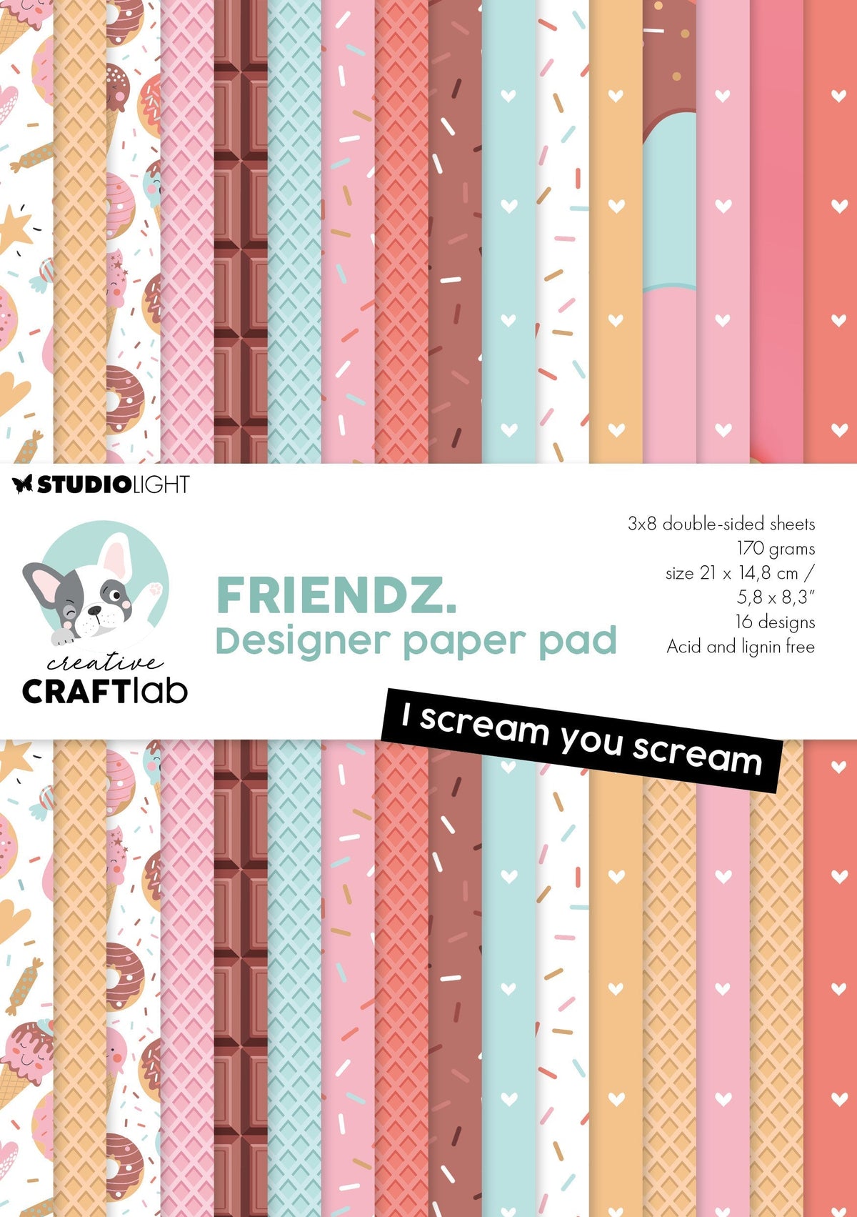 CCL Design Bloc de papier I Scream You Scream Friendz 24 feuilles