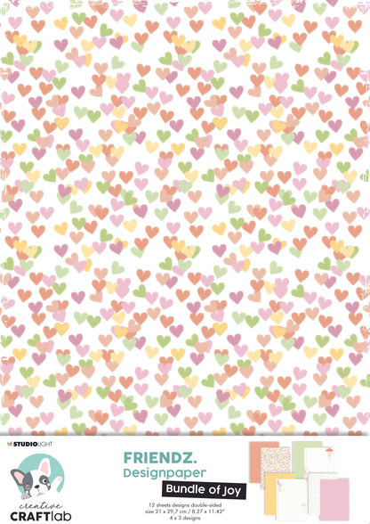CCL Lot de papiers « Bundle Of Joy » Friendz 210x297x3mm 12 feuilles n°01