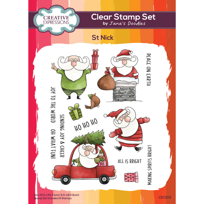 Creative Expressions Jane's Doodles St Nick Set de Tampons Transparents 15,2 x 20,3 cm