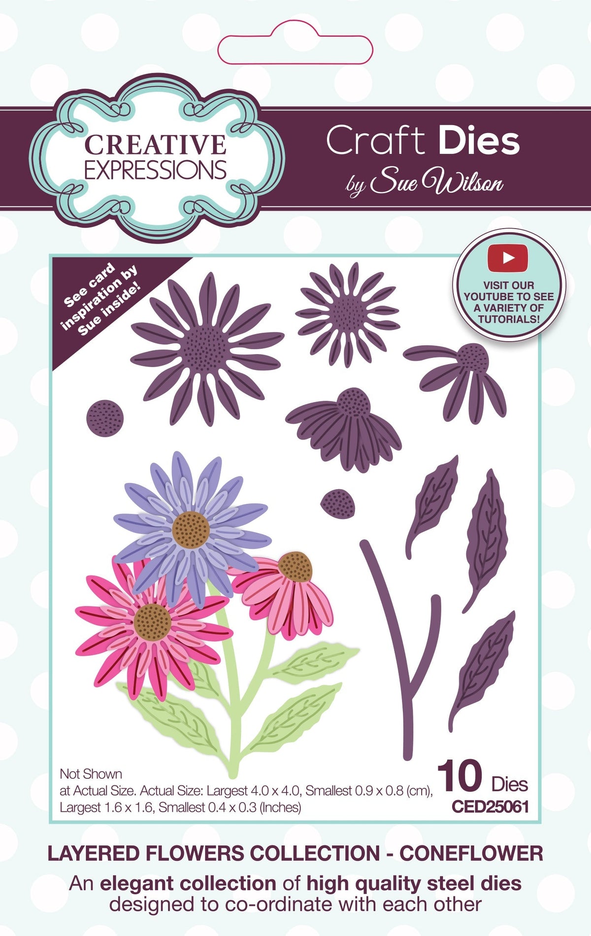 Matrice de découpe Creative Expressions Sue Wilson Collection Fleurs superposées « Coneflower »