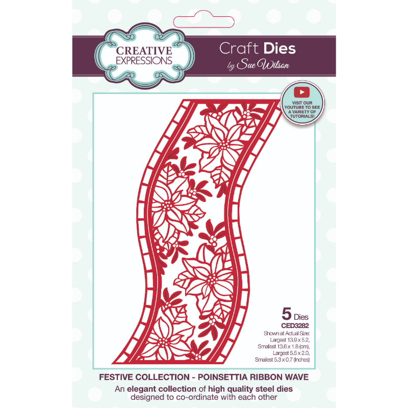 Matrices de découpe Creative Expressions Sue Wilson Festive Poinsettia Ribbon Wave