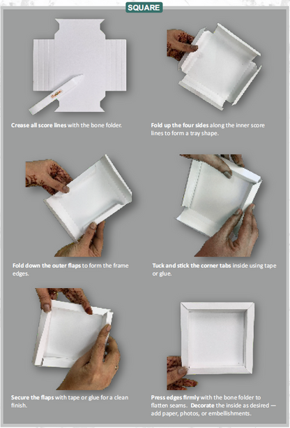 Formes pliantes 3D CrafTreat - Boîte ombre blanche - Carrée 4 pièces