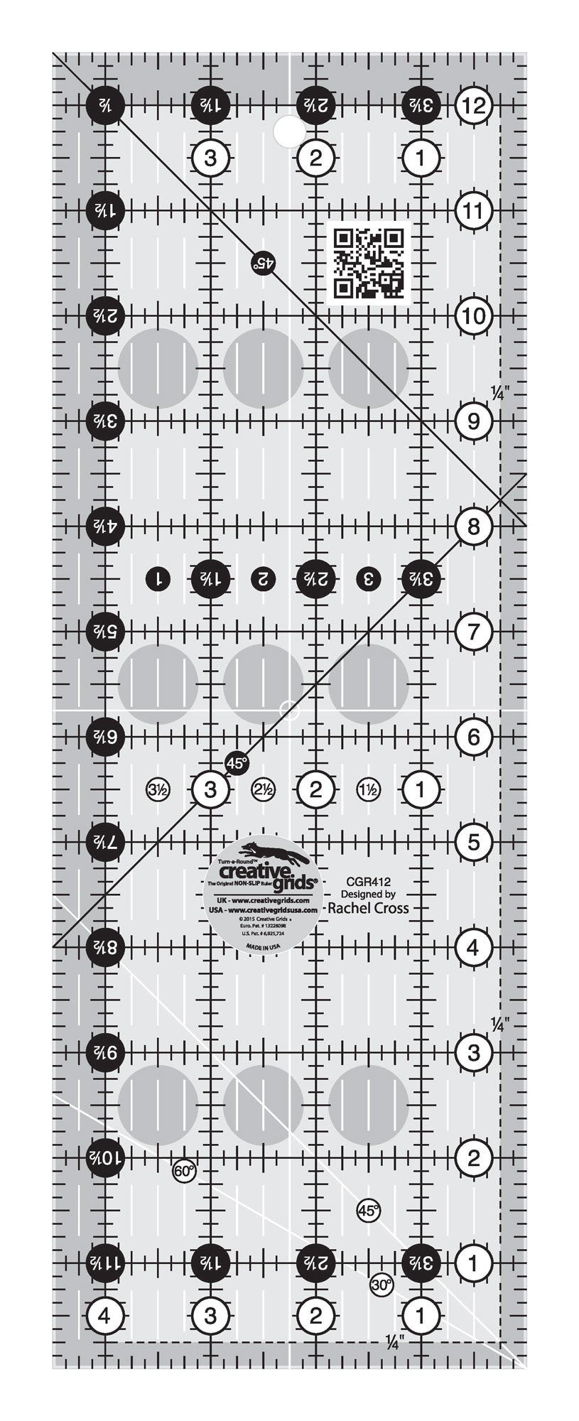Règle pour quilting Creative Grids 4-1/2 po x 12-1/2 po