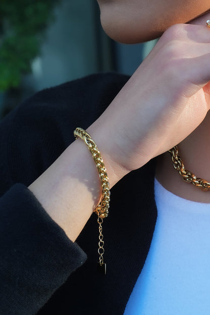 Style CLOVELLY : Bracelet épais à mailles ovales entrelacées