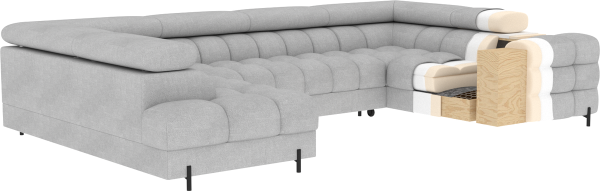 Fectory Sectional Storage Sleeper Chaise Sofa - Taupe