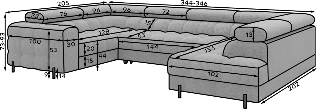 Fectory Sectional Storage Sleeper Chaise Sofa - Beige