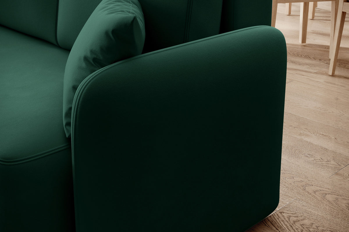 Hadson 3 Seater Storage Sleeper Chaise Sofa - Emerald Green