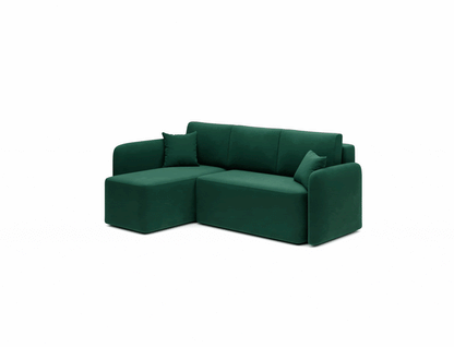 Hadson 3 Seater Storage Sleeper Chaise Sofa - Emerald Green