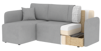 Hadson 3 Seater Storage Sleeper Chaise Sofa - Blue
