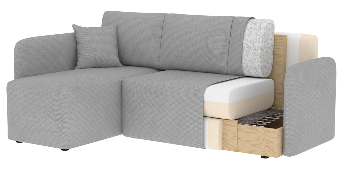 Hadson 3 Seater Storage Sleeper Chaise Sofa - Dark Brown