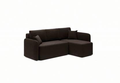 Hadson 3 Seater Storage Sleeper Chaise Sofa - Dark Brown