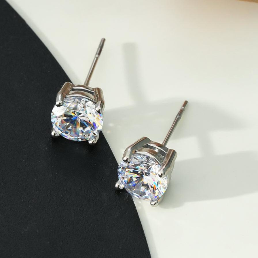 CODI Silver (Or Blanc) : Clous d'oreilles essentiels quotidiens en Moissanite (Alternative au Diamant)