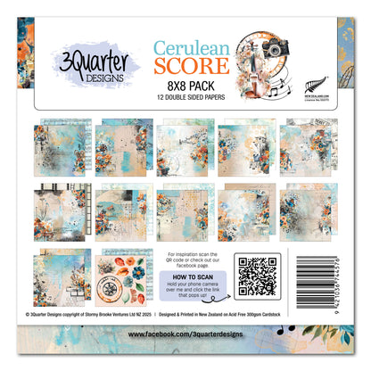3Quarter Designs Cerulean Score 8x8 Paper Pack