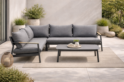 Monti Nordic Aluminum Sectional Set – Grey Cushions
