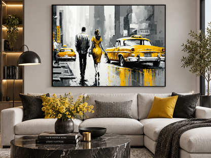 Vintage New York Scene Canvas Wall Art