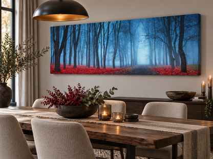 Impression sur toile - Arbres dans la brume bleue - Décoration murale