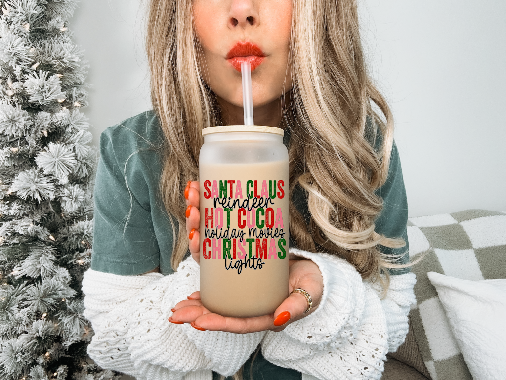 Boîte givrée de Noël avec couvercle en bambou