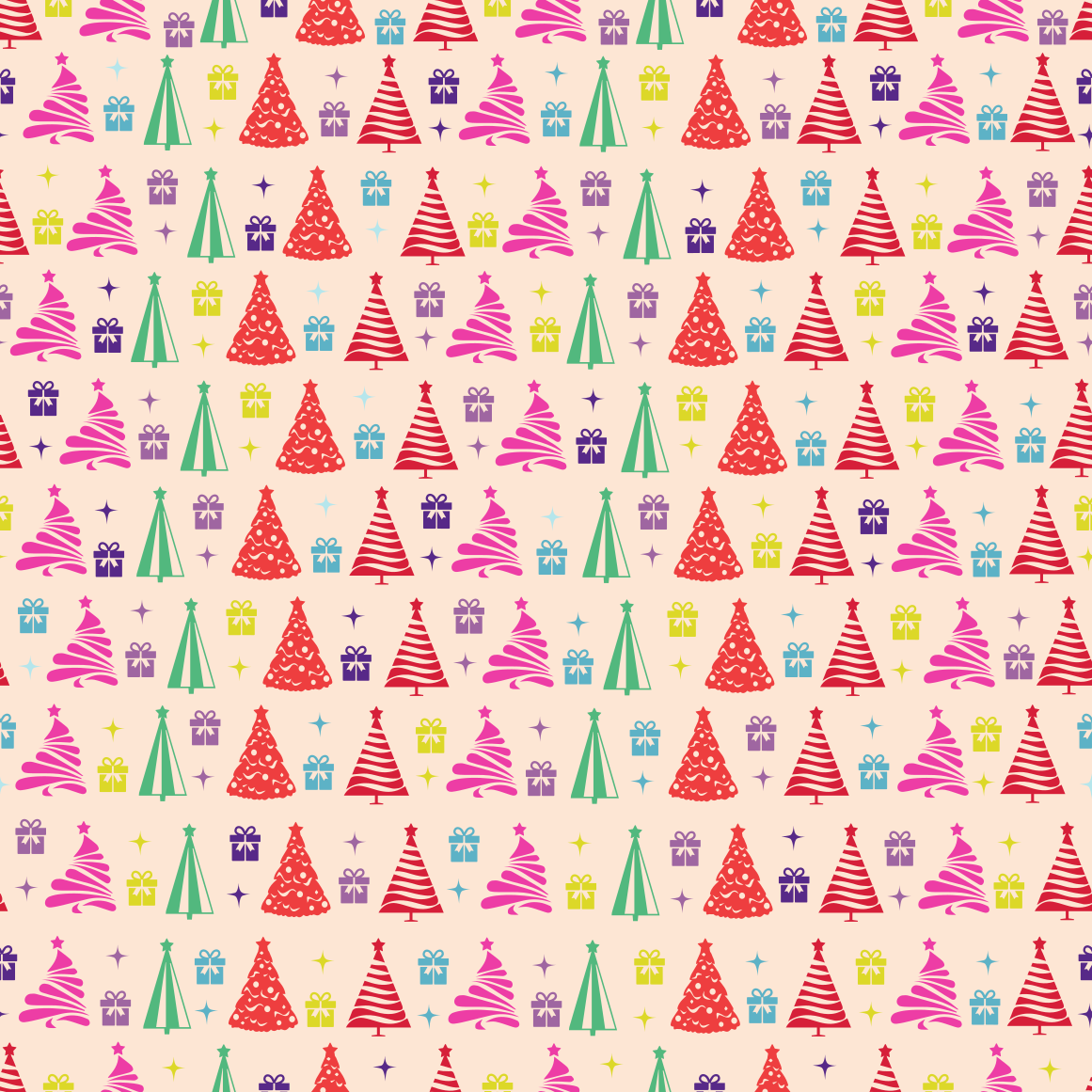 Craft HTV Colorful Christmas Trees, Gifts and Stars Pattern