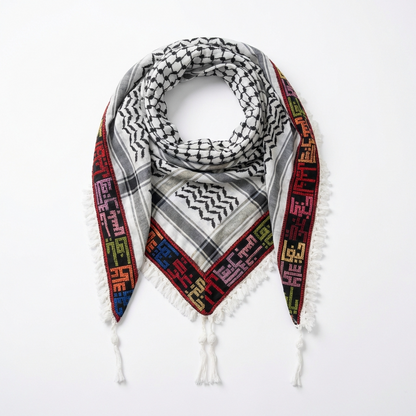 Mudun Tatreez Shawl (Keffiyeh) | Handmade Tassels