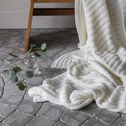 White Ribbed Extended Throw