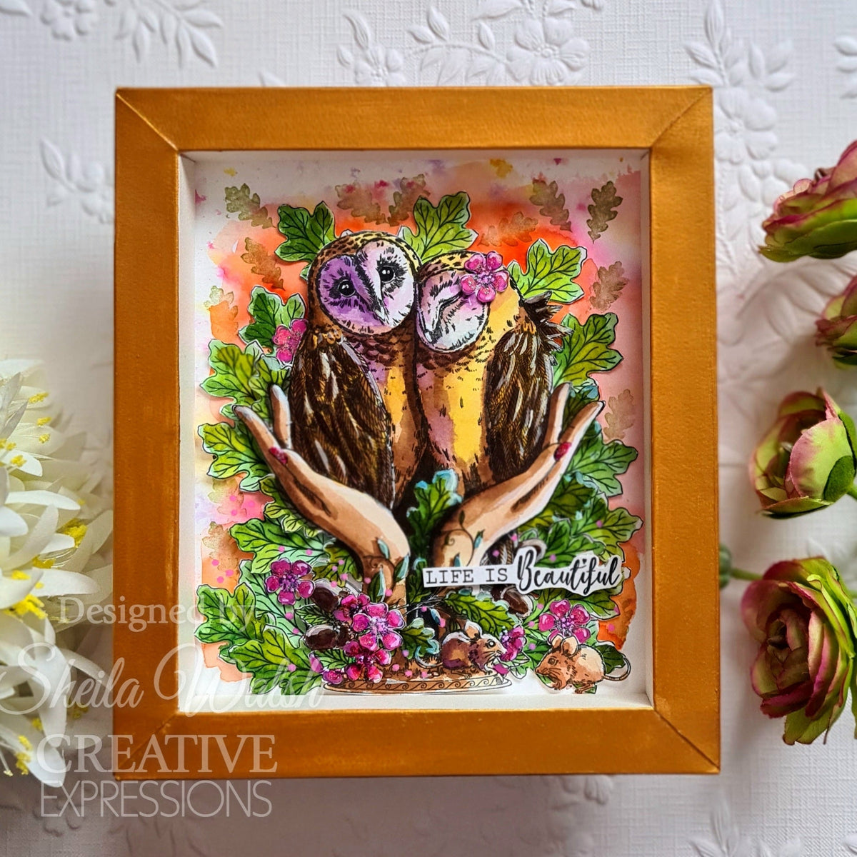 Pink Ink Designs – Tampons transparents « Un hibou dans la main » 6 x 8 po
