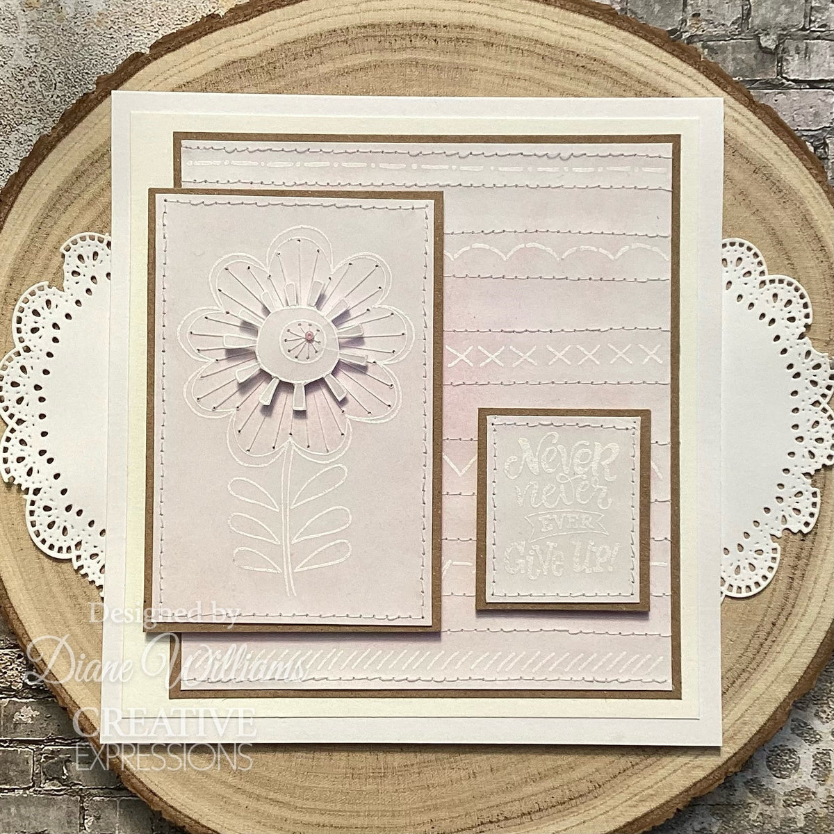 Woodware Clear Singles Petal Doodles Never Give Up Lot de tampons 4 po x 6 po