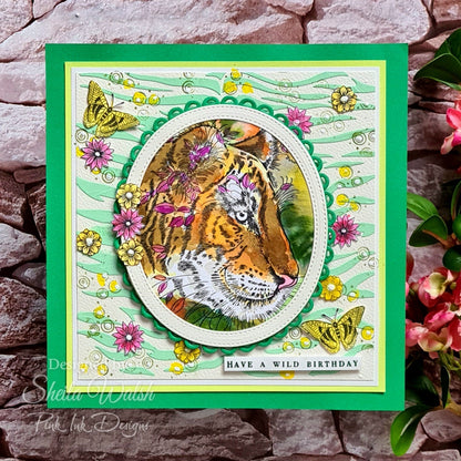 Pochoir Tigre Pink Ink Designs 7 po x 7 po