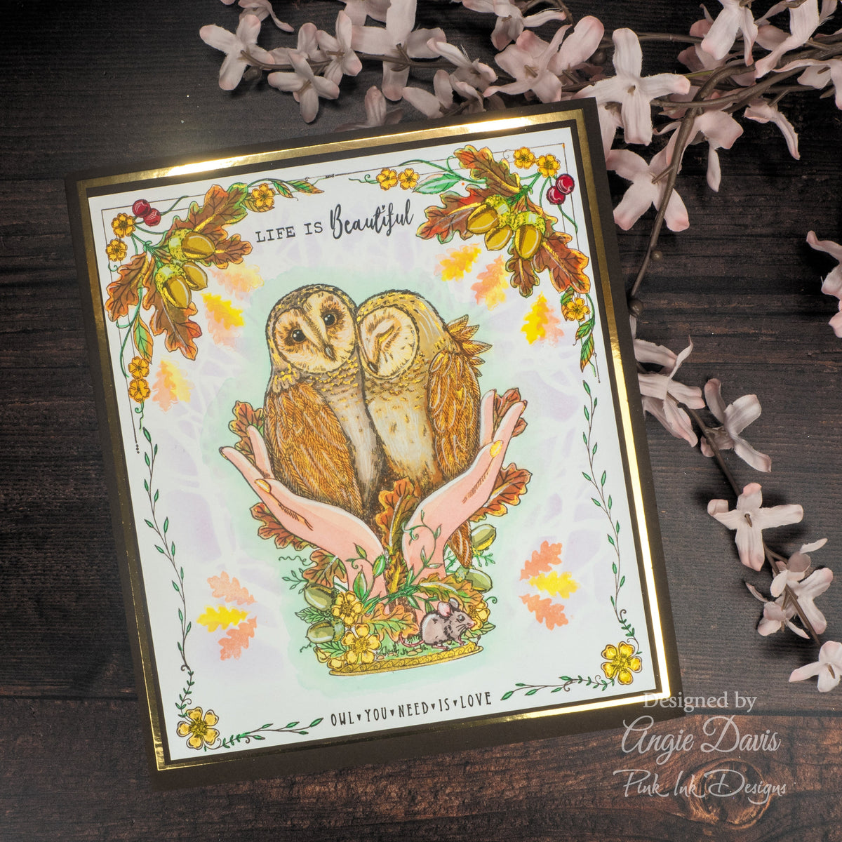Pink Ink Designs – Tampons transparents « Un hibou dans la main » 6 x 8 po