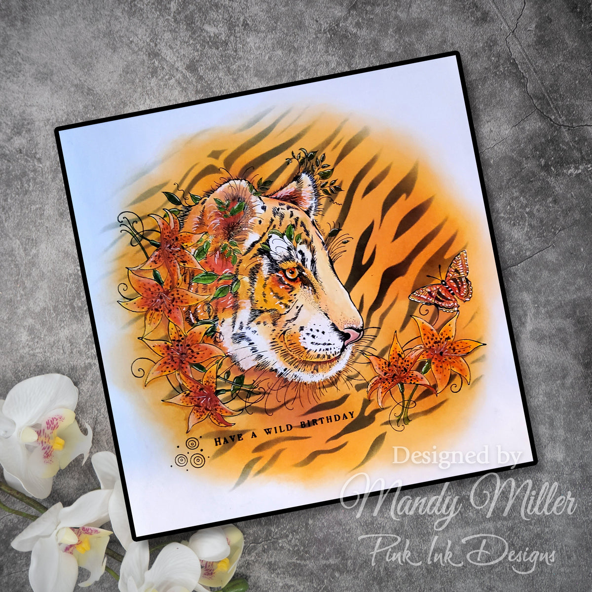 Pochoir Tigre Pink Ink Designs 7 po x 7 po