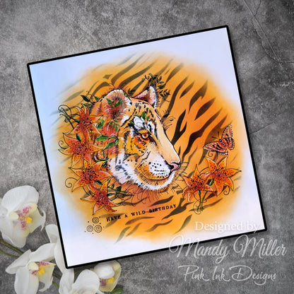 Pochoir Tigre Pink Ink Designs 7 po x 7 po