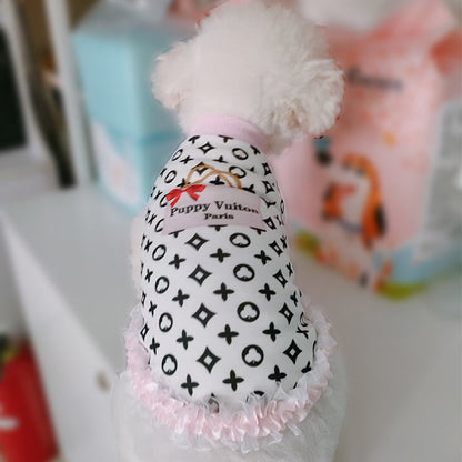 Robe pour chien Puppy Vuitawn – Tenue de luxe de style créateur pour chiens
