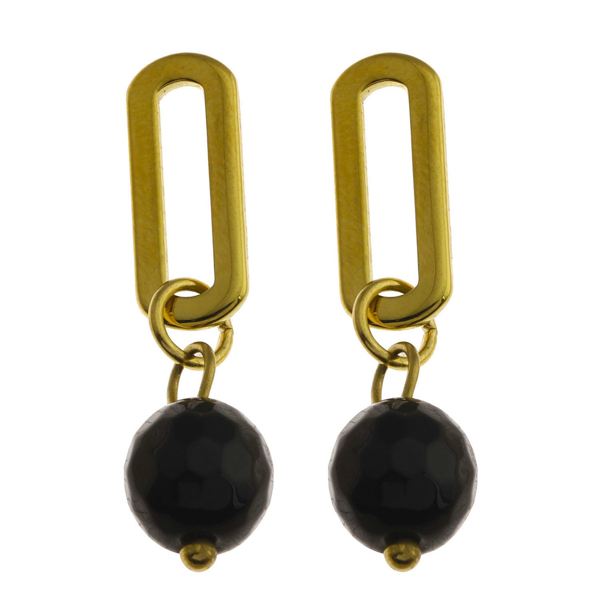 Boucles d'oreilles créoles pendantes en onyx noir DAKATA