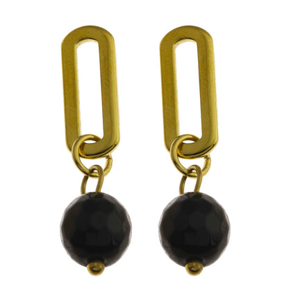 Boucles d'oreilles créoles pendantes en onyx noir DAKATA