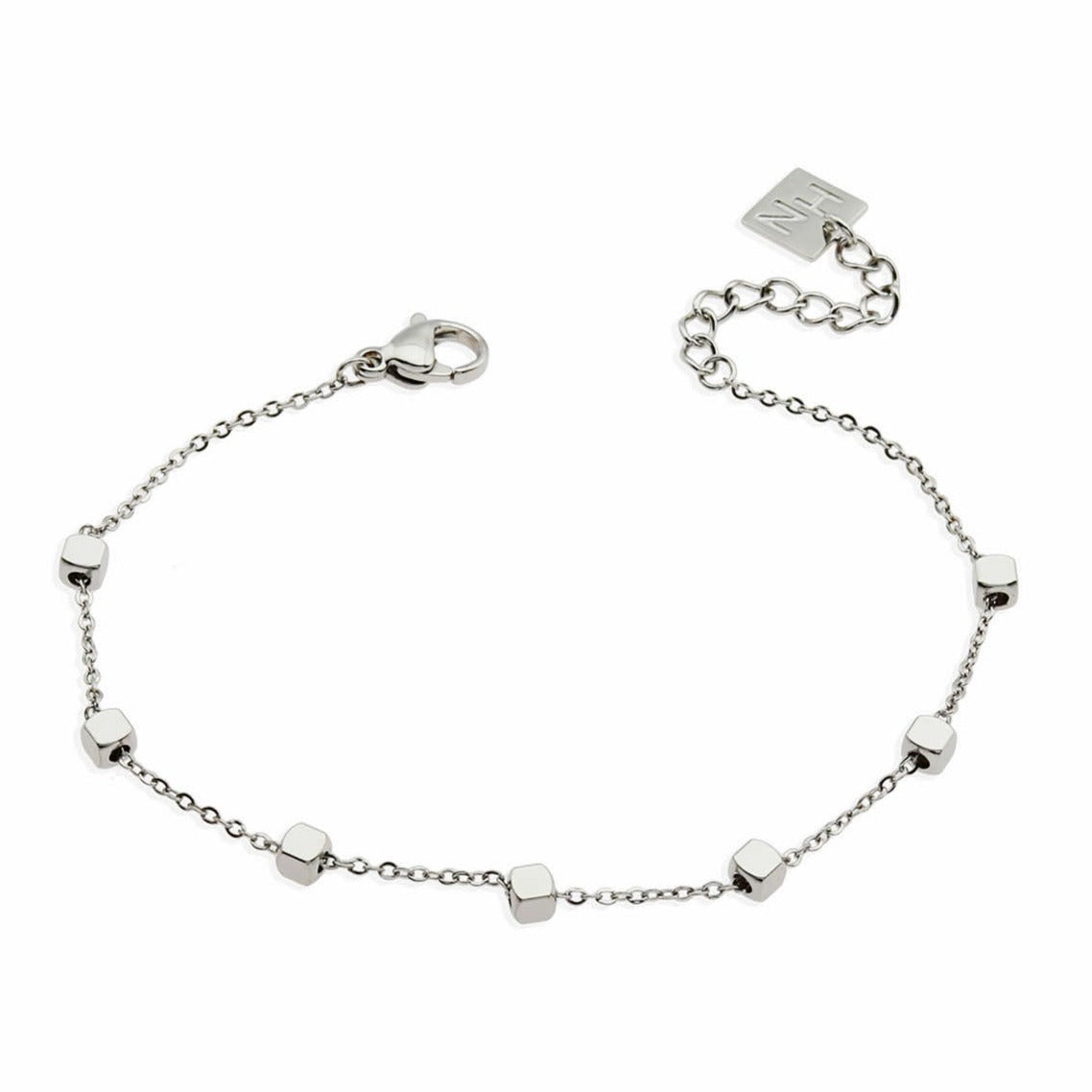 DARBY: Bracelet en argent perlé carré
