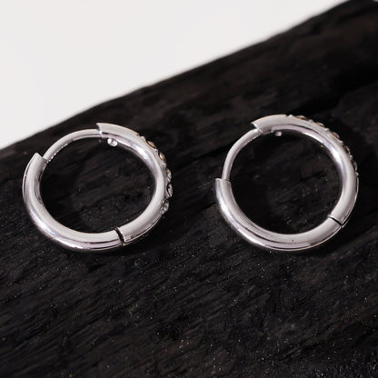 DARCI : Mini créoles classiques en argent incrustées de pierres précieuses en zircone