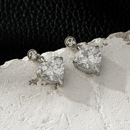 DAROCCA Argent (Or Blanc) : Boucles d'oreilles clous combo en Zirconium, grand cœur et mini solitaire rond